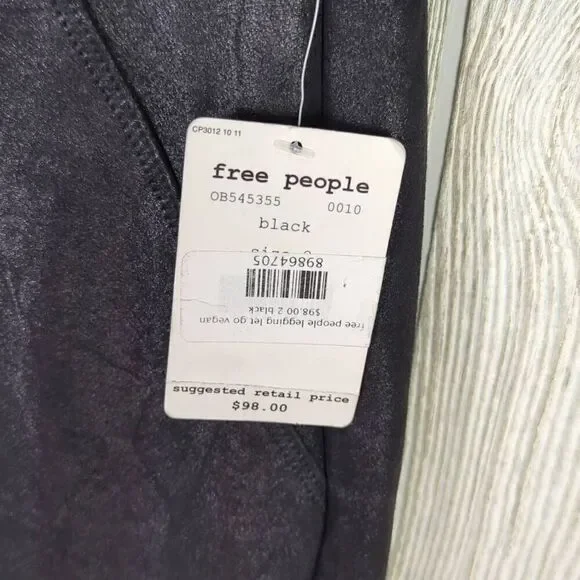 Free People Womens Size 2 Vegan Leather Leggings Black Stretch NWT - Picture 5 of 9